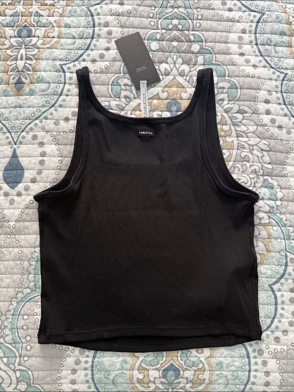 Fabletics Black Ribbed Cropped Tank - Picture 2 of 3